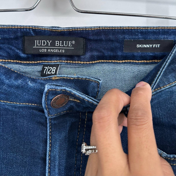 Judy Blue High Rise Mid Seam Stitch Skinny Fit Ankle Jeans Blue Size 7/28 - Picture 5 of 6